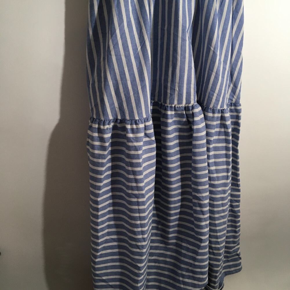 Love Wednesday Women's Size Medium Blue & White Cotton Striped Midi Dress - Picture 5 of 7